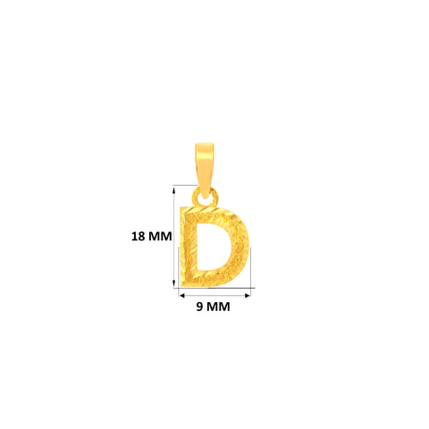 22K Yellow Gold Initial D Pendant with gold weight of 1.16g