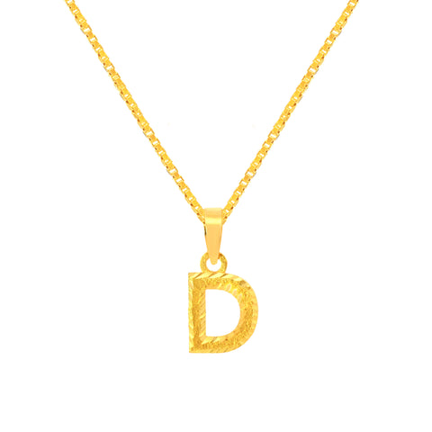 22K Yellow Gold Initial D Pendant with gold weight of 1.16g