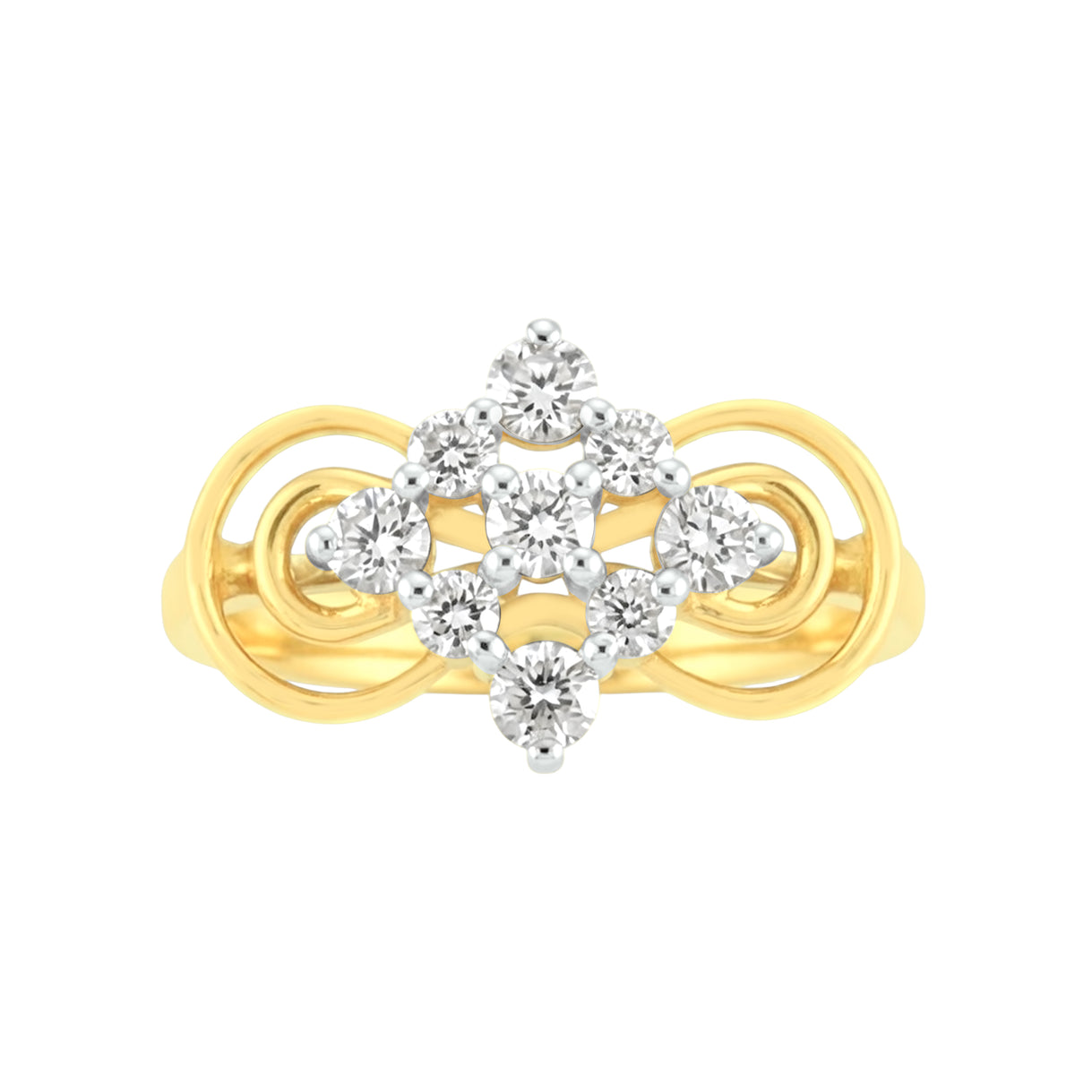18k Yellow Gold and Diamond Fancy Ring in size 5.5 and total gold weight of 3.75g