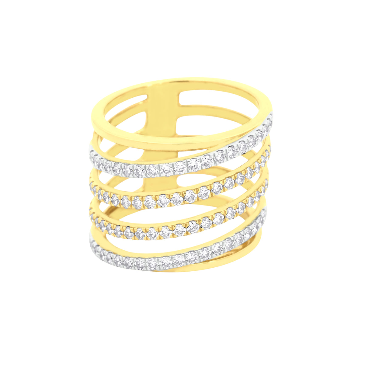 18k Yellow Gold and Diamond Stacked Ring in size 5.5 and total gold weight of 6.82g