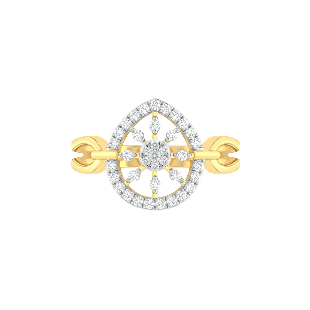 18k Yellow Gold and Diamond Fancy Ring in size 5.5 and total gold weight of 2.62g