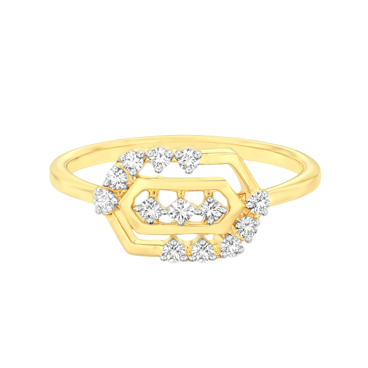 18k Yellow Gold and Diamond Fancy Ring in size 5.5 and total gold weight of 1.9g