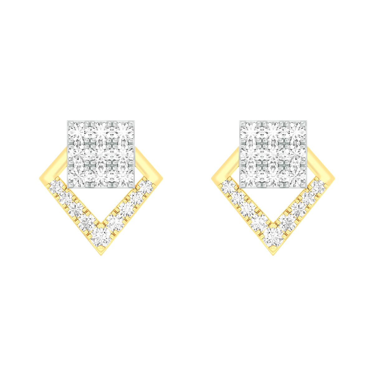 18k Yellow Gold and Diamond Stud with gold weight of 2.59g