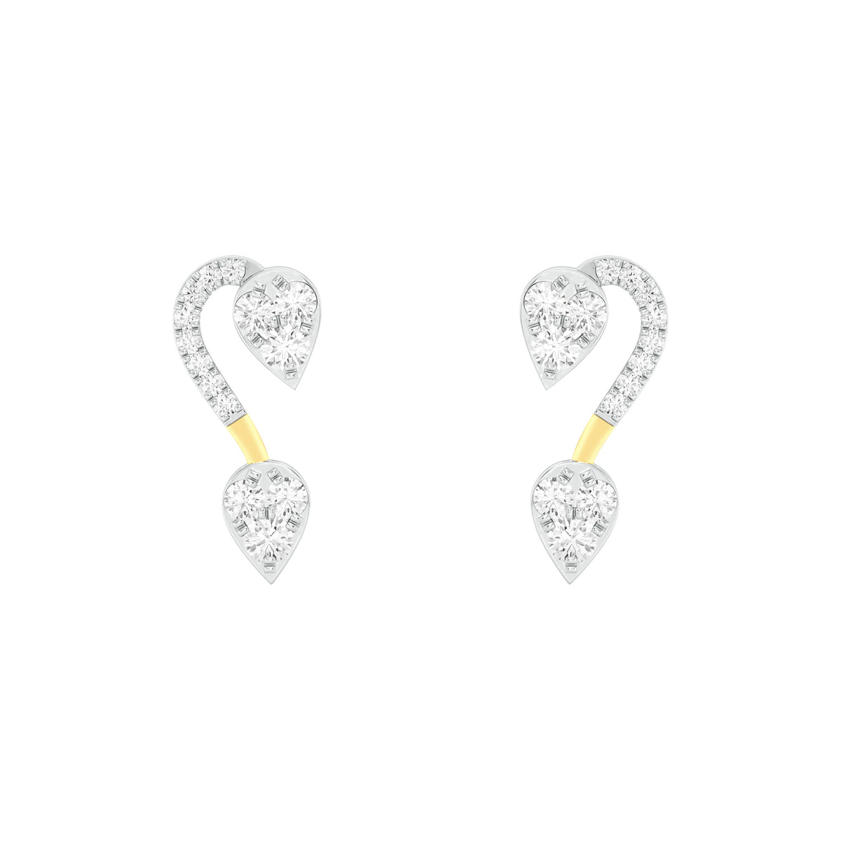 18k Yellow Gold and Diamond Stud with gold weight of 2.15g