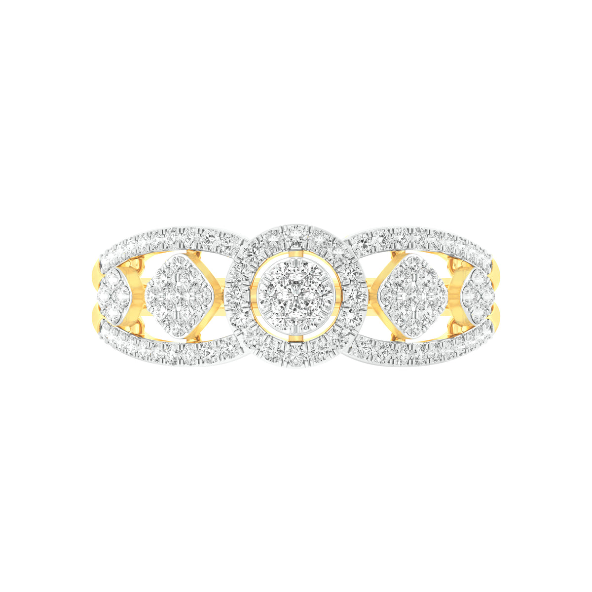 18k Yellow Gold and Diamond Fancy Ring in size  and total gold weight of 2.47g