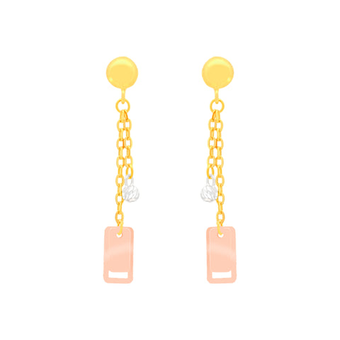 22K Three-Tone Gold Charm Dangler Graceful Necklace and Earring Set