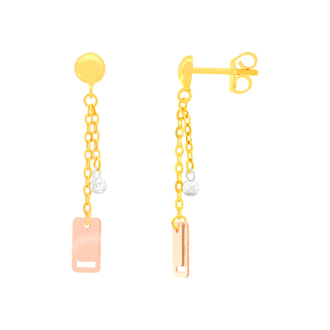 22K Three-Tone Gold Charm Dangler Graceful Necklace and Earring Set