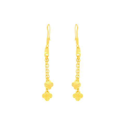 22K Yellow Gold Charm Dangler Intricate Necklace and Earring Set