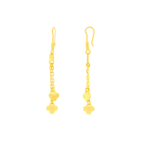 22K Yellow Gold Charm Dangler Intricate Necklace and Earring Set