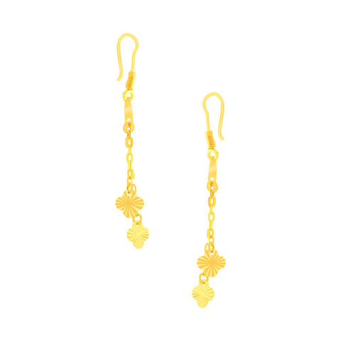 22K Yellow Gold Charm Dangler Intricate Necklace and Earring Set
