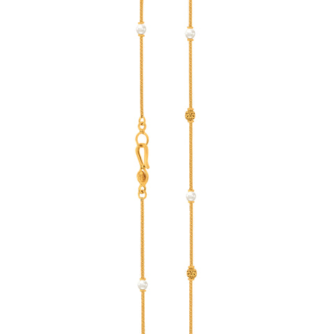 18'' Yellow Gold Pearl Ball Bead Chain 1MM