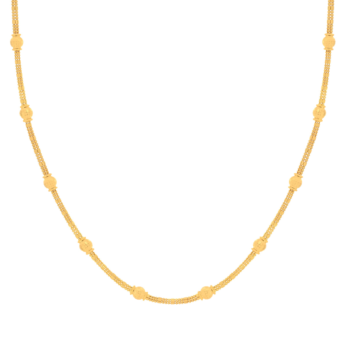 24'' Fancy Beaded Yellow Gold Chain  2.5MM