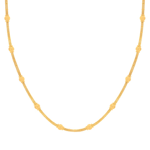 24'' Fancy Beaded Yellow Gold Chain  2.5MM