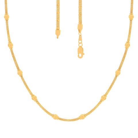 24'' Fancy Beaded Yellow Gold Chain  2.5MM