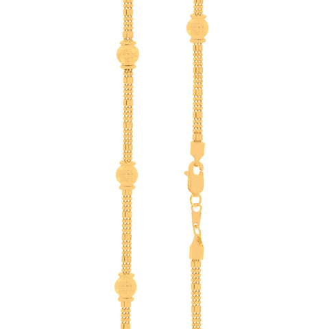 24'' Fancy Beaded Yellow Gold Chain  2.5MM