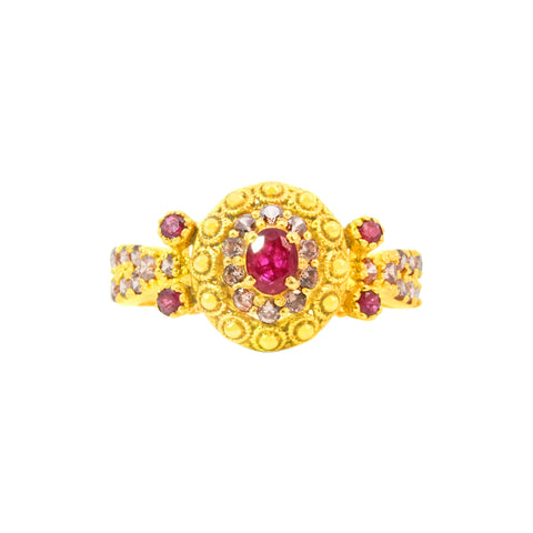 22k Yellow Cubic Zirconia Ruby Antique Ring in size 8