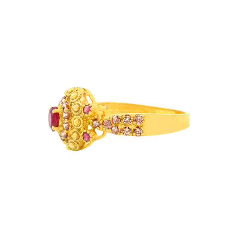22k Yellow Cubic Zirconia Ruby Antique Ring in size 8