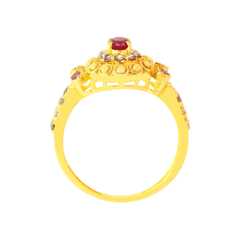 22k Yellow Cubic Zirconia Ruby Antique Ring in size 8