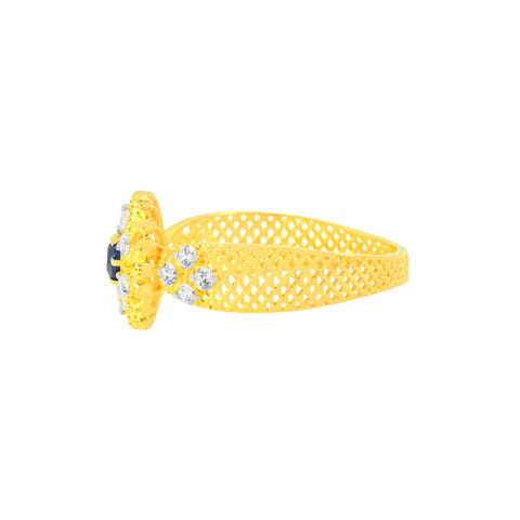 22k Yellow Cubic Zirconia Sapphire Gemstone Cocktail Ring in size 8