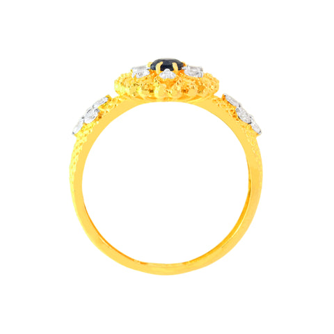 22k Yellow Cubic Zirconia Sapphire Gemstone Cocktail Ring in size 8