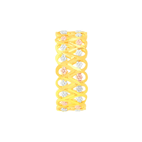22k Three-Tone Gold Filligree Band Ring in size 7.5 and total gold weight of 3.23g