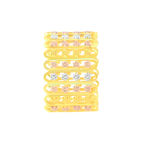 22k Three-Tone Gold Fancy Artistic Ring in size 7 and total gold weight of 4.13g