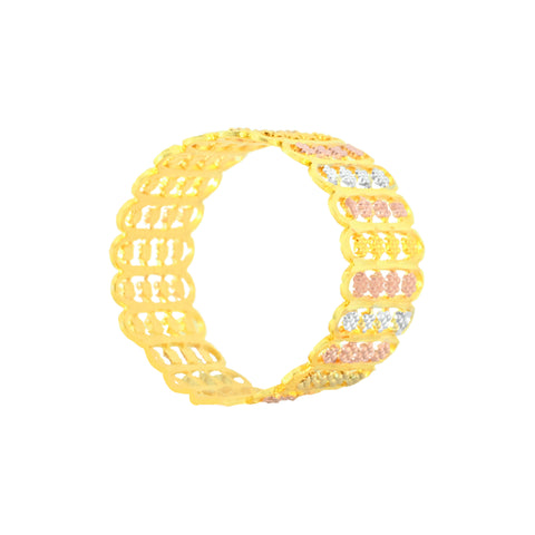 22k Three-Tone Gold Fancy Artistic Ring in size 7 and total gold weight of 4.13g