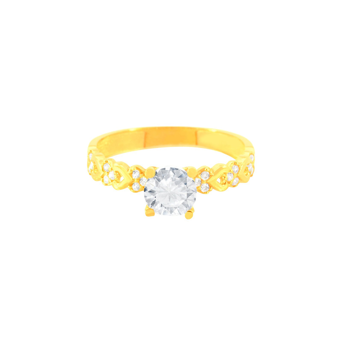 22k Yellow Cubic Zirconia Cocktail Ring in size 7.5 and total gold weight of 2.7g