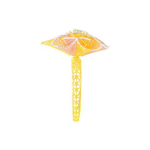 22k Three-Tone Gold Alluring Flower Ring in size 8.8 and total gold weight of 3.14g