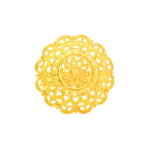 22k Yellow Gold Filigree Adjustable Ring in size 6.5 and total gold weight of 6.13g