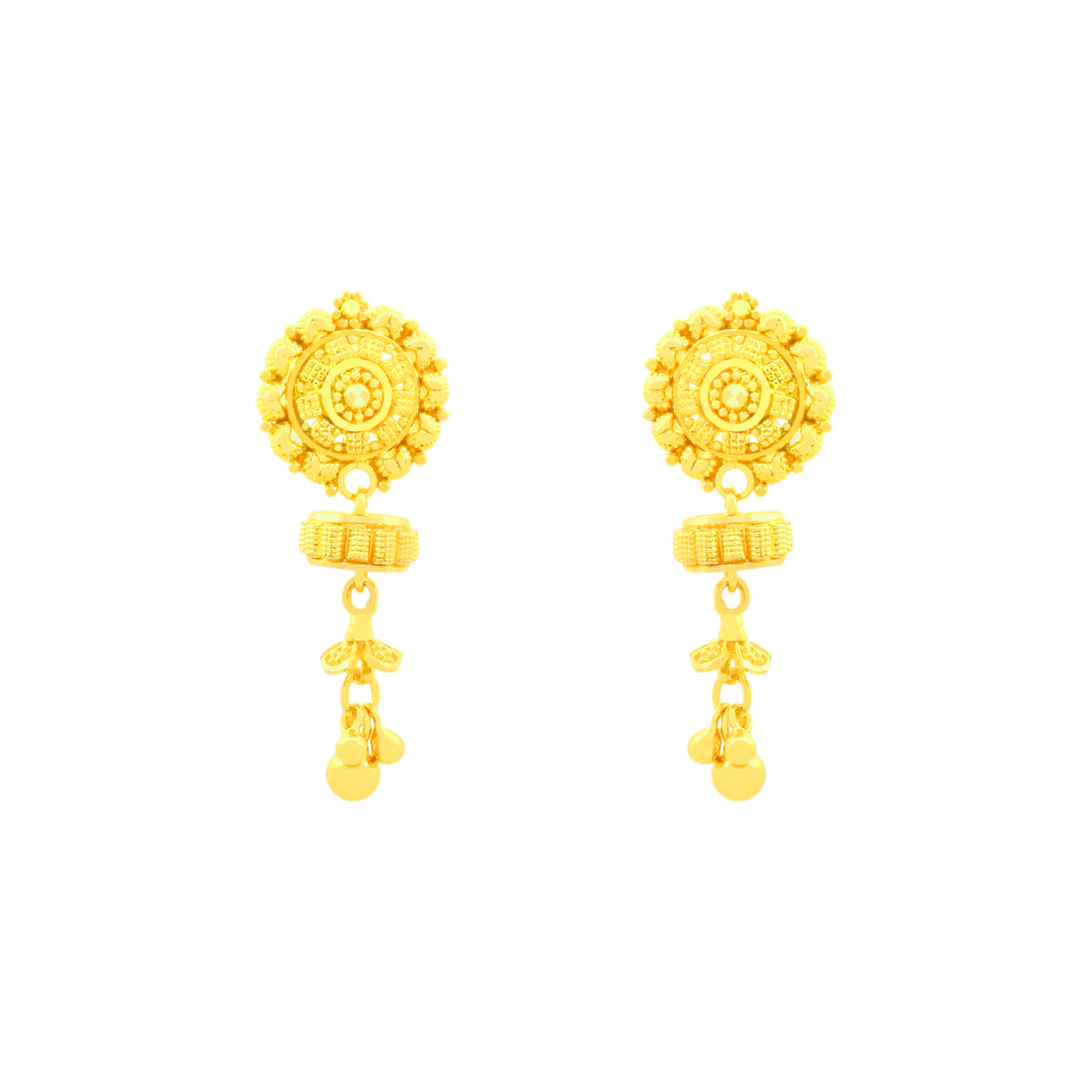 22k Yellow Gold Filigree Dangler Earrings with gold weight of 5.65g