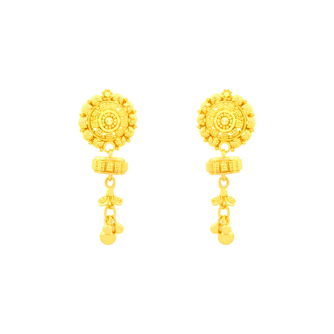 22k Yellow Gold Filigree Dangler Earrings with gold weight of 5.65g