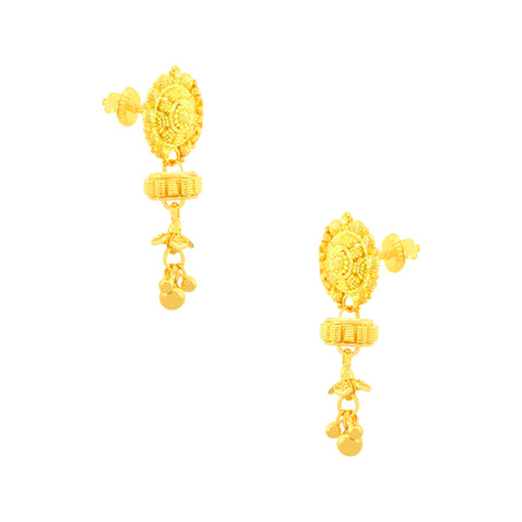 22k Yellow Gold Filigree Dangler Earrings with gold weight of 5.65g