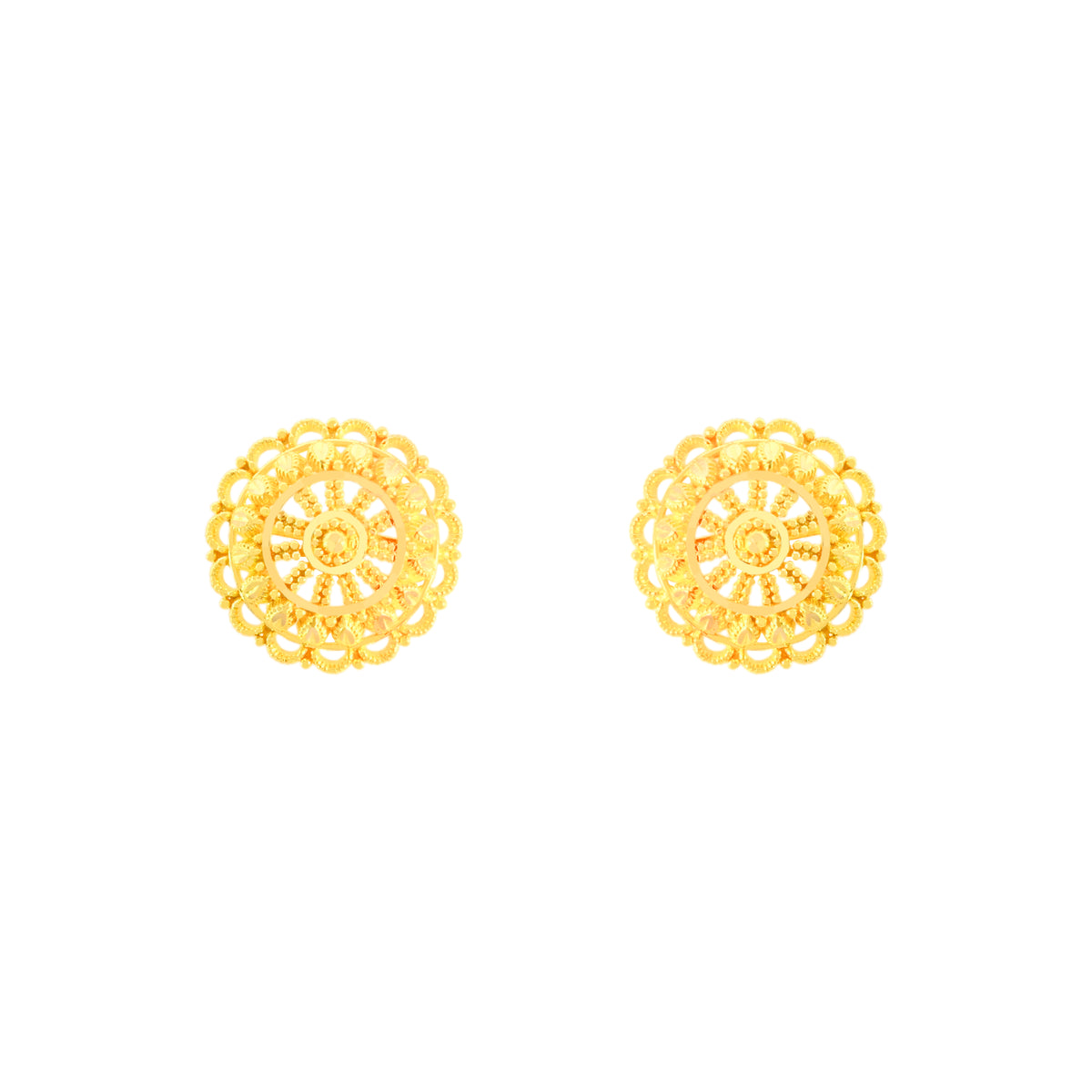 22k Yellow Gold Filigree Earrings with gold weight of 5.31g