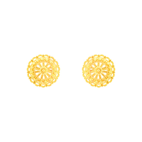 22k Yellow Gold Filigree Earrings with gold weight of 5.31g