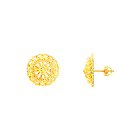 22k Yellow Gold Filigree Earrings with gold weight of 5.31g