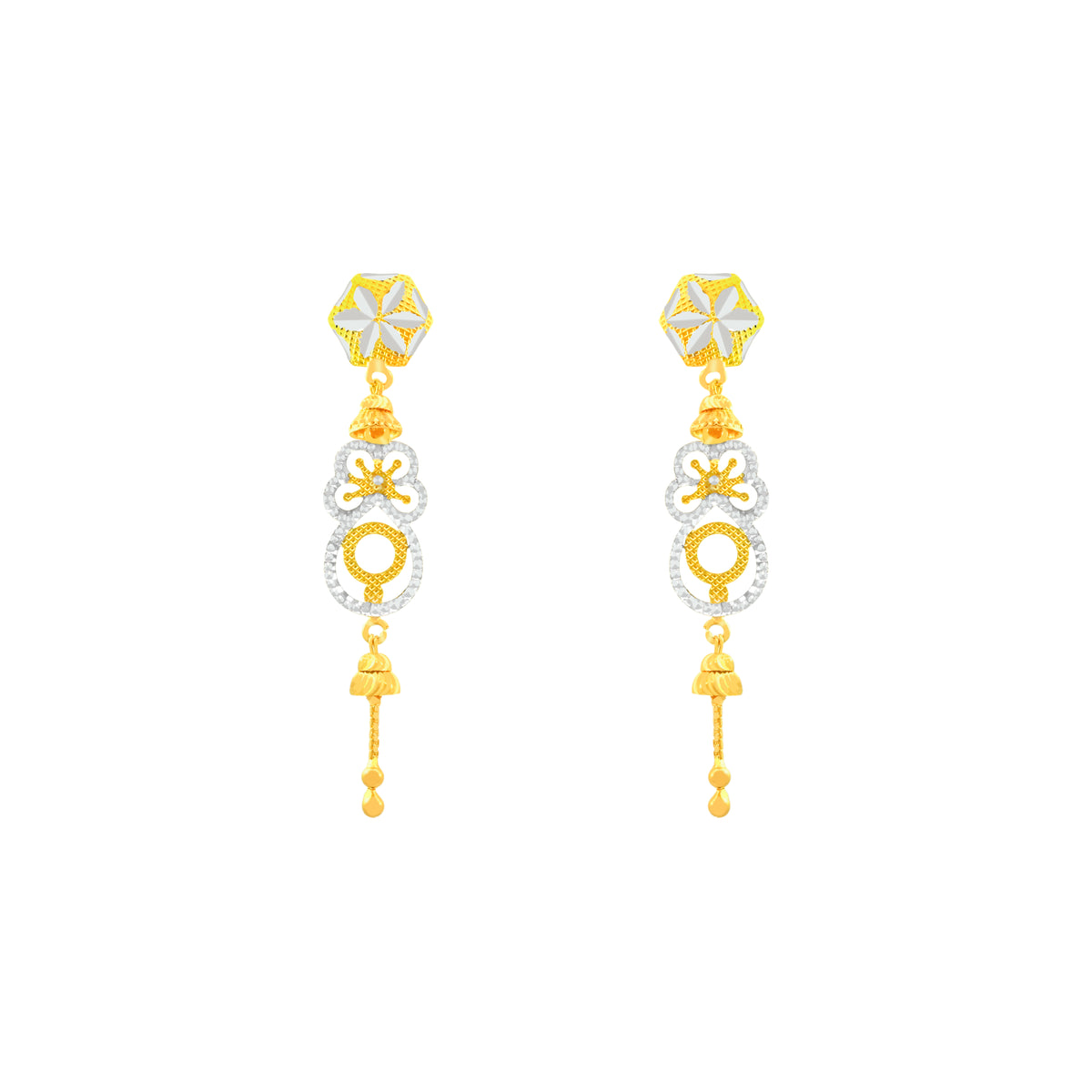 22k Two-Tone Gold Dangler Earrings with gold weight of 4.61g