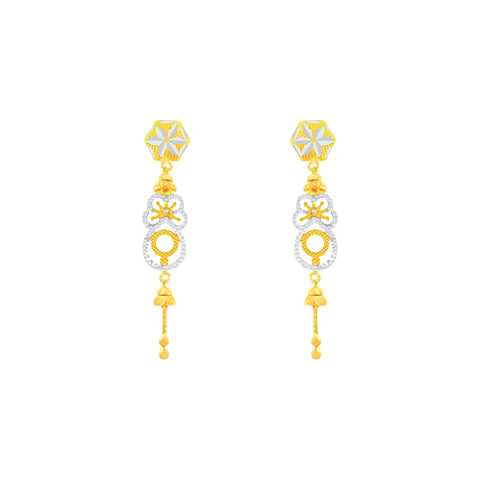 22k Two-Tone Gold Dangler Earrings with gold weight of 4.61g