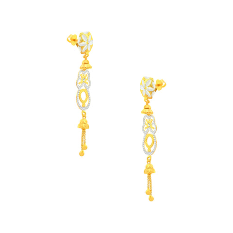 22k Two-Tone Gold Dangler Earrings with gold weight of 4.61g