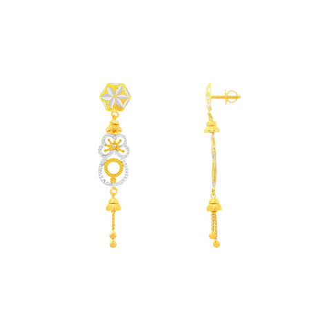 22k Two-Tone Gold Dangler Earrings with gold weight of 4.61g