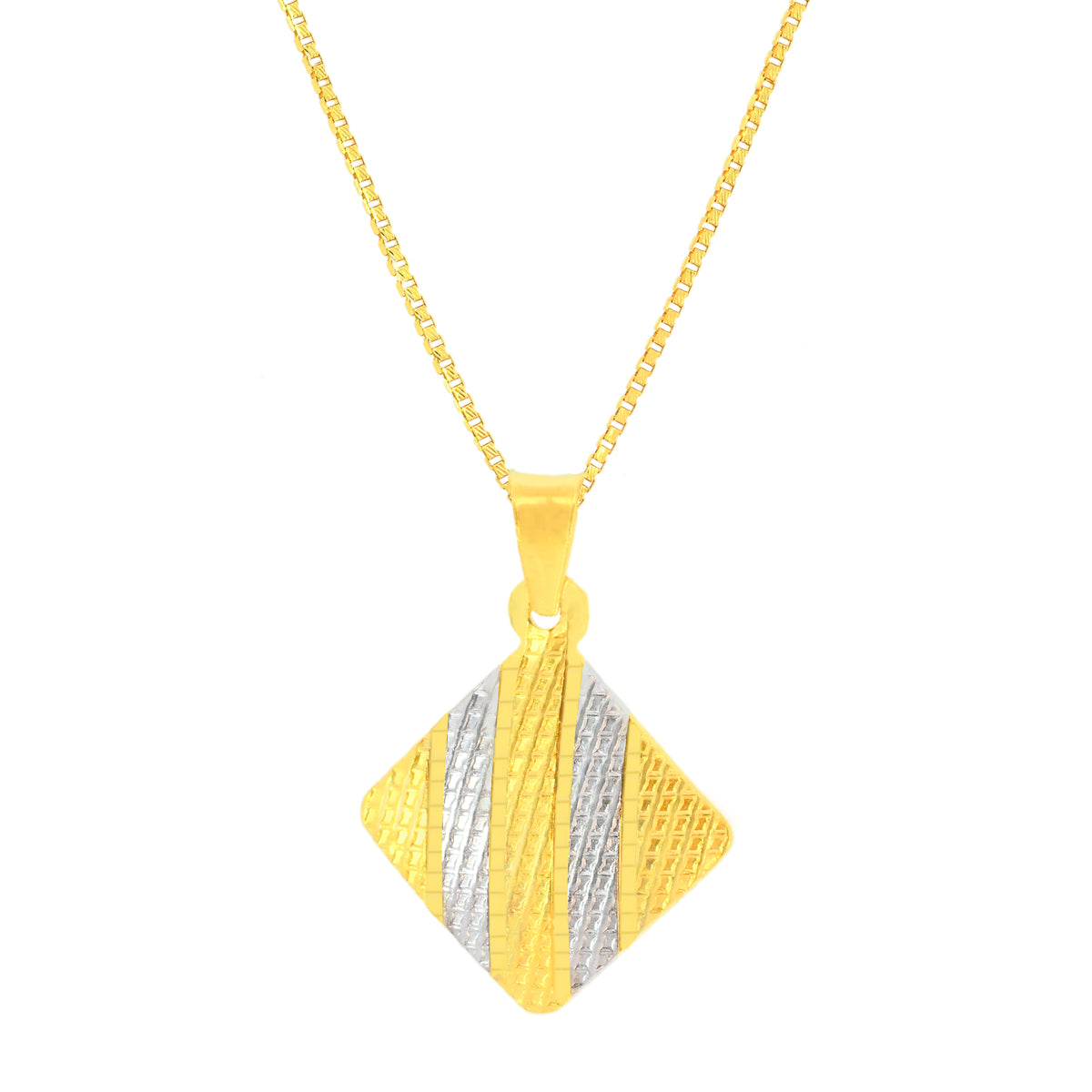 22K Two-Tone Gold Delicate Pendant and Earrings Set