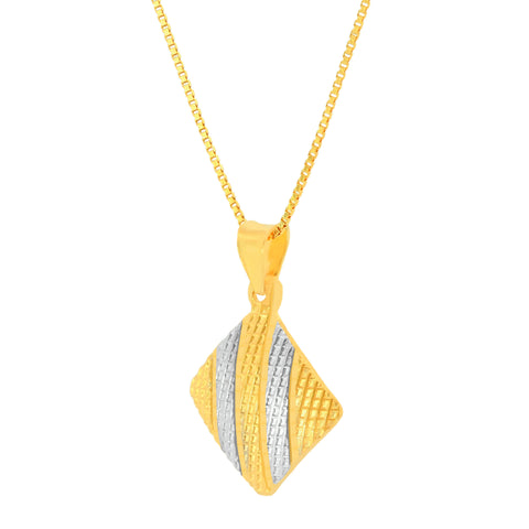 22K Two-Tone Gold Delicate Pendant and Earrings Set