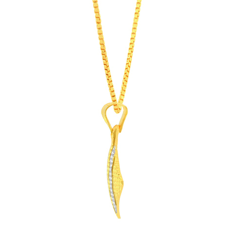 22K Two-Tone Gold Delicate Pendant and Earrings Set