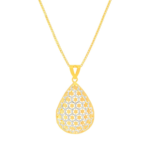22K Three-Tone Gold Exquisite Filligree Pendant and Earrings Set