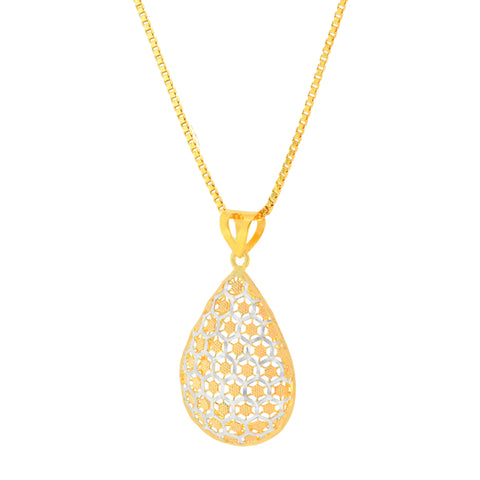 22K Three-Tone Gold Exquisite Filligree Pendant and Earrings Set