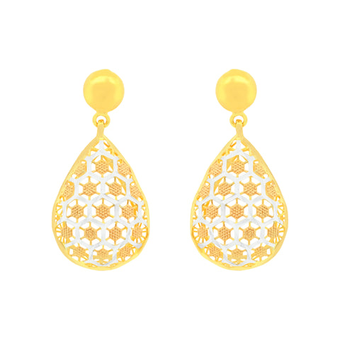 22K Three-Tone Gold Exquisite Filligree Pendant and Earrings Set