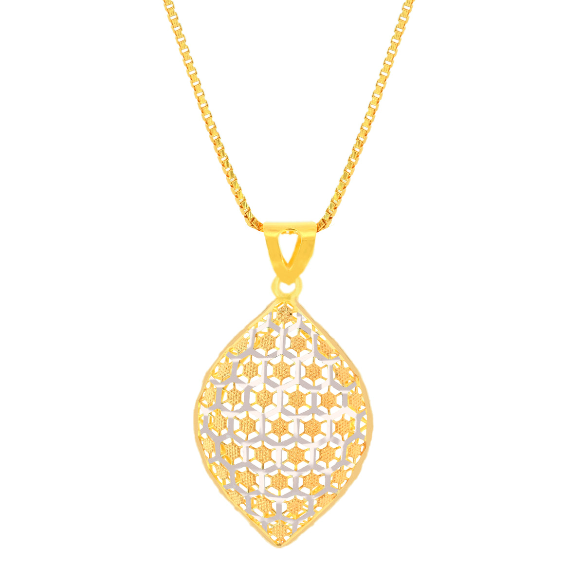 22K Three-Tone Gold Elegant Pendant and Earrings Set