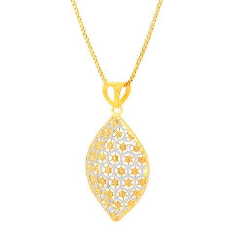 22K Three-Tone Gold Elegant Pendant and Earrings Set