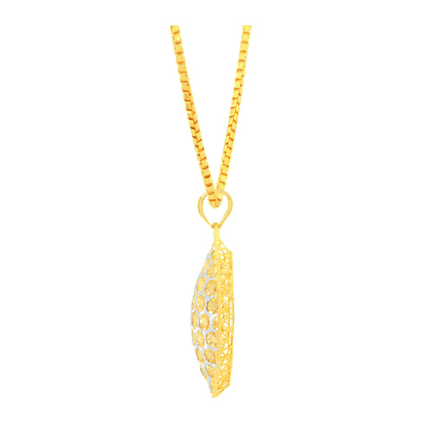 22K Three-Tone Gold Elegant Pendant and Earrings Set