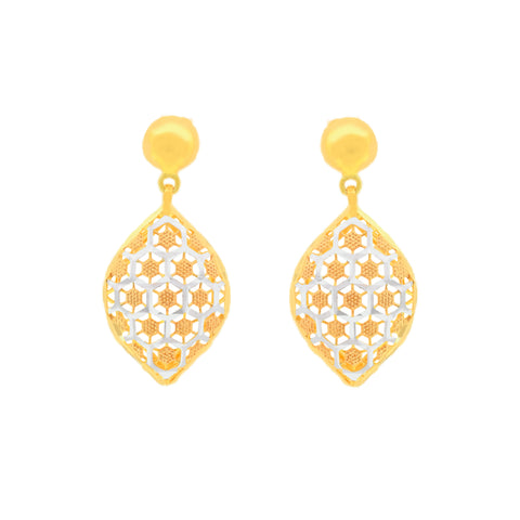 22K Three-Tone Gold Elegant Pendant and Earrings Set